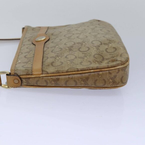 CELINE C Macadam Canvas Shoulder Bag Leather Beige - Picture 3 of 16